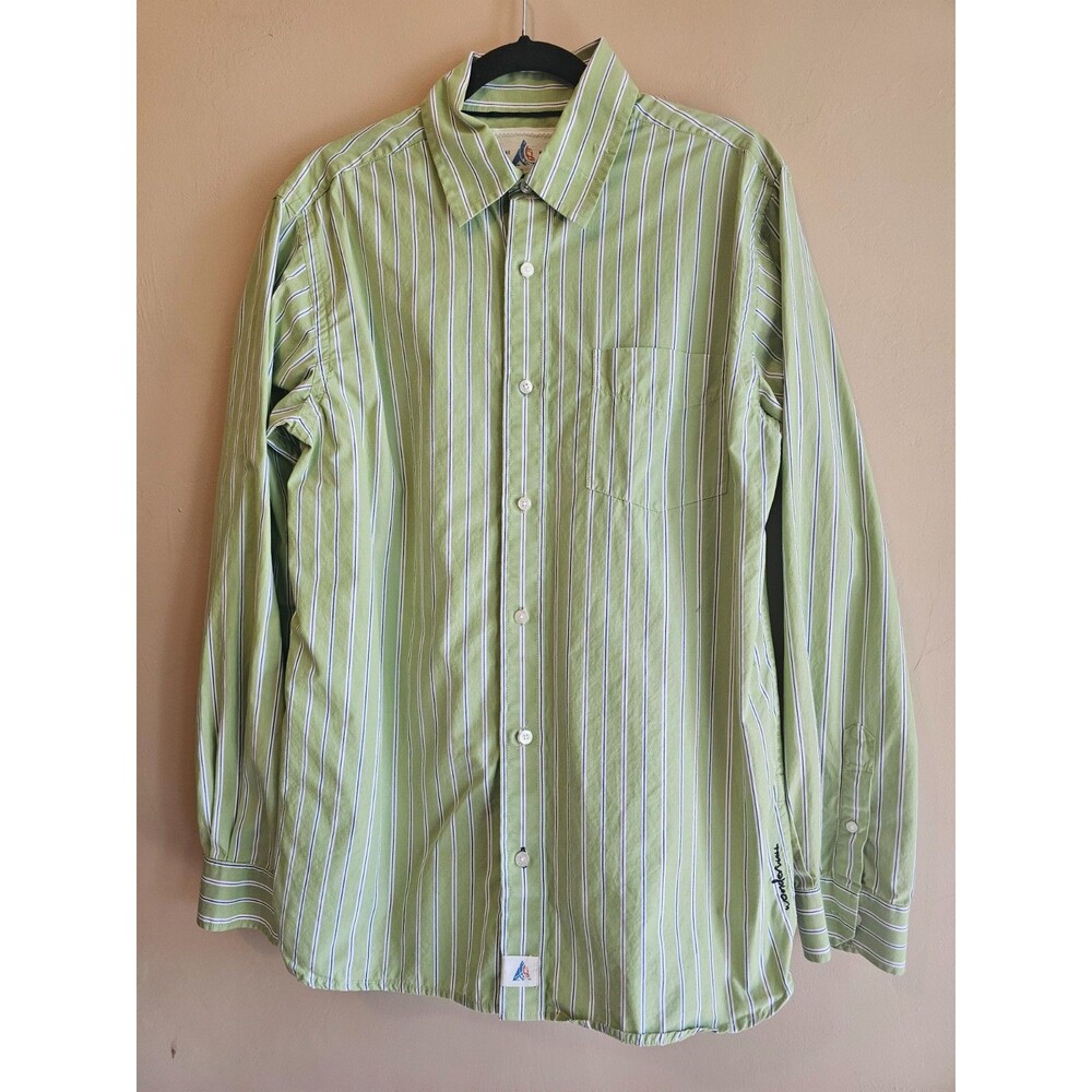 Wonderwall Surf Utility Long Sleeve Button Up Shirt Men's Size M Green Stripe